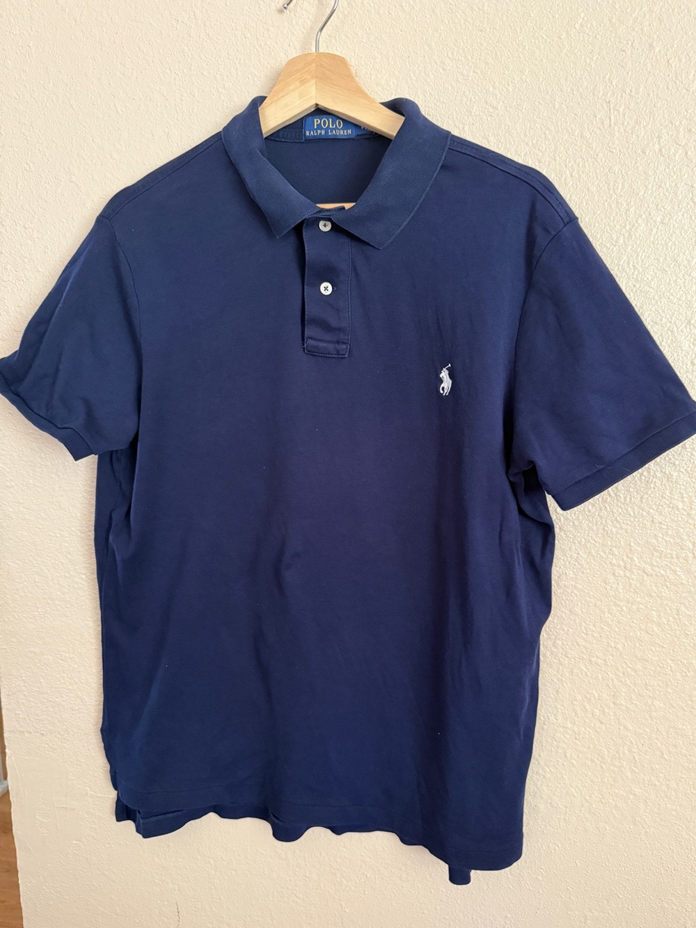 Polo by Ralph Lauren Men’s Navy Short-Sleeve Polo with White Pony